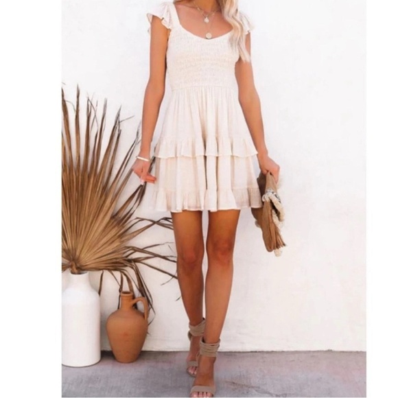 Vici Cream Tiered Mini Dress - Picture 3 of 8